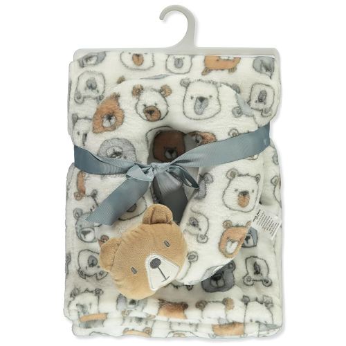 Duck Duck Goose Baby Boys' 2-Piece Baby Blanket with Neck Pillow - White, one