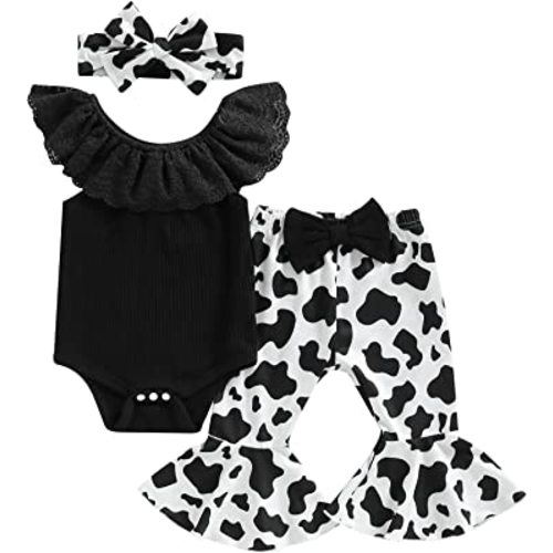 CIYCUIT Baby Girl Clothes 0 3 6 9 12 18 24 Months Newborn Romper Bell Bottoms Outfits