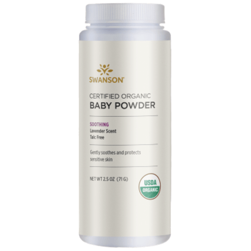 Swanson Certified Organic Baby Dusting Powder Talc-Free Tapioca and Cornstarch Powder - Lavender Scent - 2.5 oz