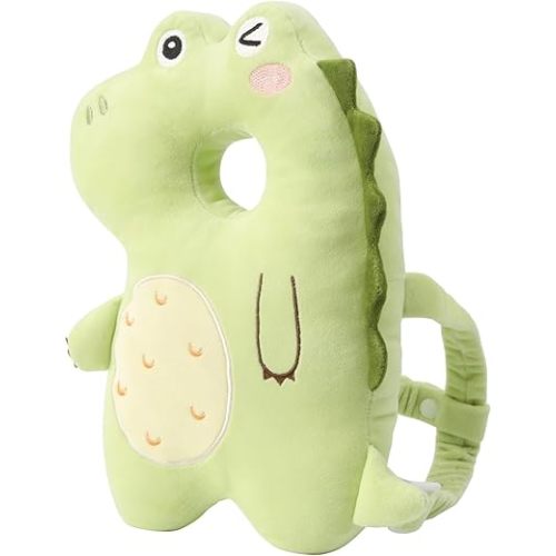 Baby Head Protector Backpack -Soft & Lightweight Pads - Prevents Bebes Backward Fall Dinosaur