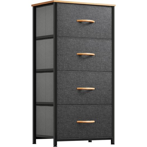 YITAHOME Dresser with 4 Drawers - Fabric Storage Tower, Organizer Unit for Bedroom, Living Room, Hallway, Closets - Sturdy Steel Frame, Wooden Top & Easy Pull Fabric Bins