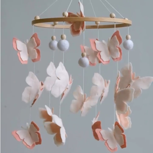 Butterfly Baby Mobile, Pink Felt Nursery Decor