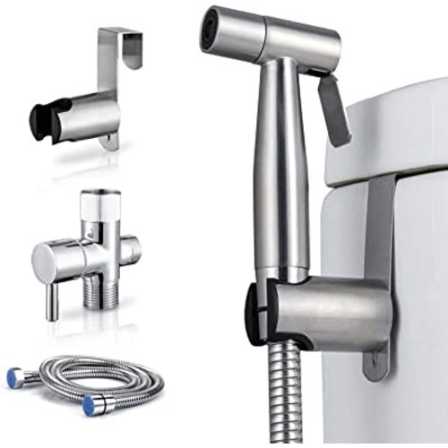 Arofa Handheld Bidet Sprayer for Toilet-Adjustable Water Pressure Control with Bidet Hose for Feminine Wash, Stainless Steel Brushed Nickel Cloth Diaper Bidet Toilet Sprayer for Baby Wash