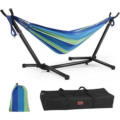 Goutime Kids Hammock with Stand,220lb Capacity,Childs Hammocks Frame Holder Base with Portable Carrying Bag for Indoor,Outdoor,Patio,Deck,Yard,Beach (Blue)