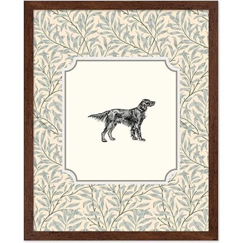 Vintage Poster - Retro Dog Print - 8x10 Brown Framed