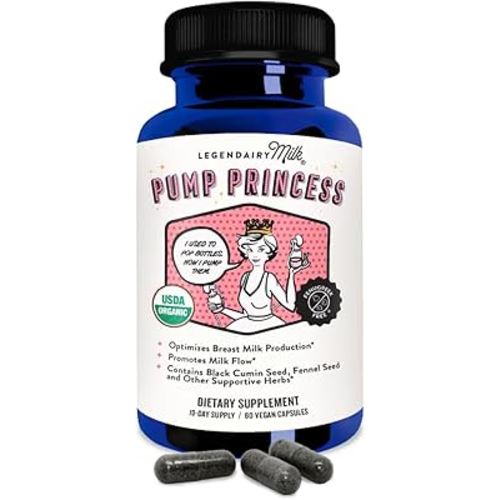 Legendairy Milk Pump Princess Lactation Supplement - Breastfeeding Supplements for Milk Supply Increase and Milkflow - Organic Black Cumin, Fennel and Dill Seeds, Fenugreek Free - 60 Capsules