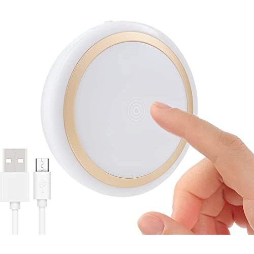 RTSU Rechargeable Touch Light with Timer, Dimmable Kids Baby Nursery Night Light Lamp, Stick-on Anywhere LED Push Tap Light for Closet Cabinet, Brightness Memory, Warm White Light