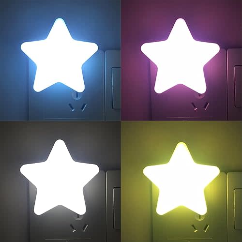 INZU Night Lights Plug into Wall, LED Night Light for Kids, Star Nightlight with Auto Dusk to Dawn Sensor, LED Nightlight with Soft Warm Light for Bedroom, Nursery, Bathroom, Hallway (4Colors)