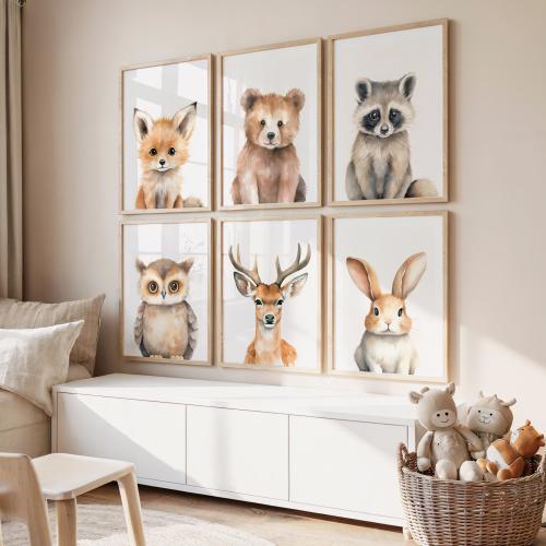 Woodland Animal Nursery Wall Art Prints – Baby Room Decor, Forest Theme Nursery Art