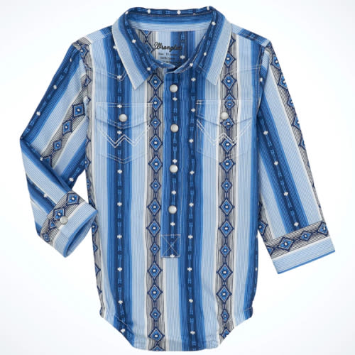 Baby Boy's Long Sleeve Checotah Western Snap Bodysuit | SALE | Wrangler®