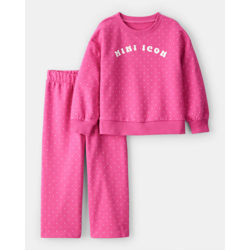 Toddler Girl Mini Icon French Terry Pullover & Pant Set - Pink - Carter's | Carter's