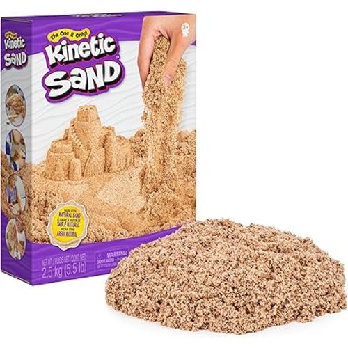 Kinetic Sand, 5.5lb (2.5kg) Natural Brown Bulk Play Sand for Arts and Crafts, Sandbox, Moldable Sensory Toys for Kids Ages 3+