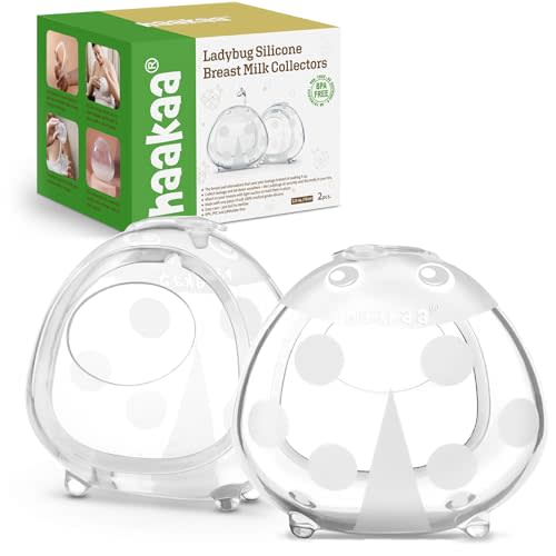 Haakaa Ladybug Breast Milk Collector - Reusable Breast Shields, Wearable Silicone Milk Catcher for Breastfeeding Moms, Protects & Soothes Sore Nipples, 75ml(2pcs)