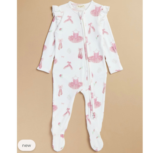 Ballet Belle Ruffle Footie in Ivory | Tullabee