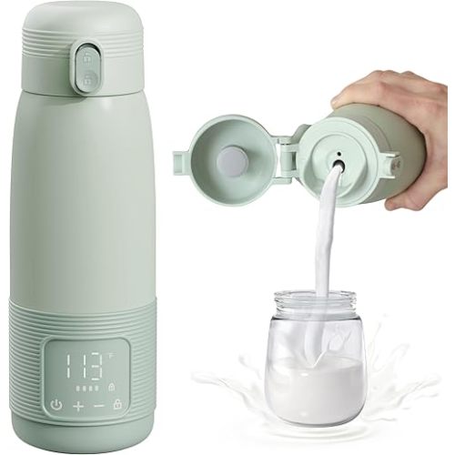 Portable Milk Warmer for Baby - Portable Bottle Warmer Travel, Bottle Warmer on The Go, Travel Bottle Warmer, Baby Bottle Warmer Portable Travel, Water Warmer, Rechargeable, 12 oz.