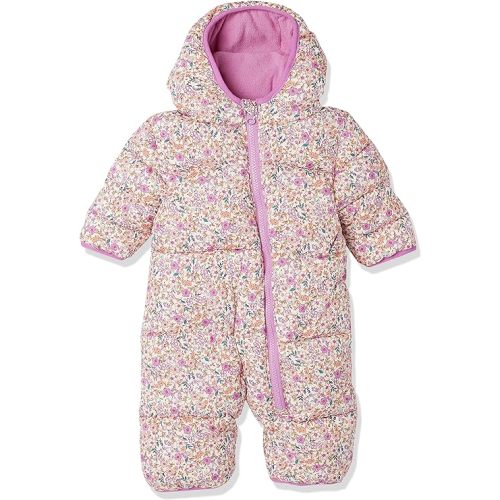 Amazon Essentials Unisex Babies' Water-Resistant Winter Puffer Snowsuit for Boys and Girls, Ivory Delicate Floral, 0-3 Months