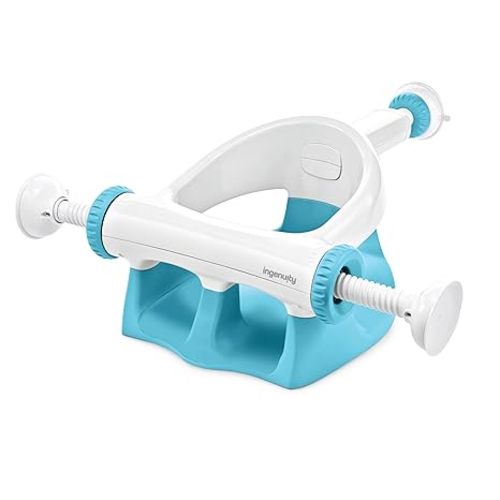 Ingenuity My Bath Seat for Sit-Up Baby Bathing, Sure & Secure Suction Cups, ASTM Safety Tested & Approved, Backrest for Assisted Sitting, Easy Setup & Storage, Aqua