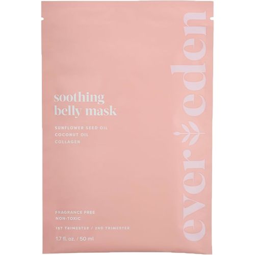 Evereden Soothing Belly Mask for Stretch Marks - 2nd/3rd Trimester Size | 1 count | Belly Mask for Pregnancy | Clean Pregnancy Skincare | Non-toxic and Fragrance Free