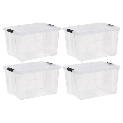IRIS 20.5qt 6pk Plastic Storage Bins With Lids and Latching Buckles: Stackable, Transparent, Universal Storage Solution