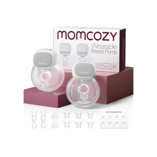Momcozy S9 Pro Upgraded Wearable Breast Pump, Hands-Free Design with Extended Battery Life & LED Display, Double Electric Portable Pump with 2 Modes & 9 Levels, 24mm, 2-Pack, Gray
