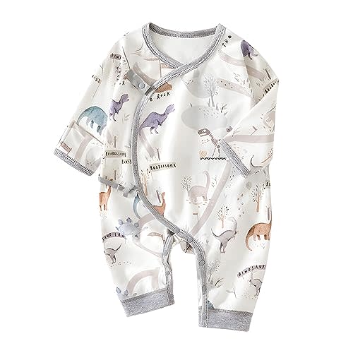 Cherie Kids 100% Organic Cotton Soft Newborn Baby Romper Jumpsuits for Boys and Girls Unisex, Long Sleeve, 0-6 Months