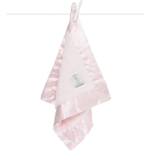 Little Giraffe Baby Blanket - Blanky - Soft Blanket with Satin Trim - Baby Stroller Blanket - Newborn Baby Essentials & Baby Gifts - 17 x 17 - Pink
