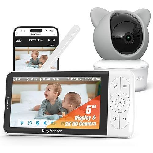 iFamily Smart Video Baby Monitor with APP and Video Camera, Cry&Sound Monitor, Motion Tracking&Monitor, Secure WiFi Lock, 2K Night Vision.