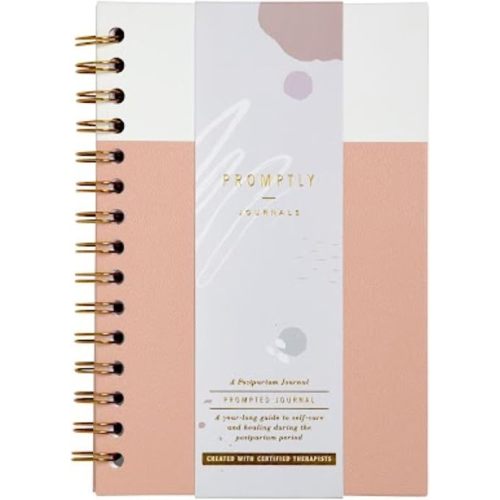 Promptly Journals, My Postpartum Journal: A Year of Self-Care (Country Peach, Pink, Leatherette) | Postpartum Recovery Journal | Mental Health Journal for Moms | Gifts for New Moms