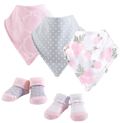 Hudson Baby Unisex BabyCotton Bib and Sock Set
