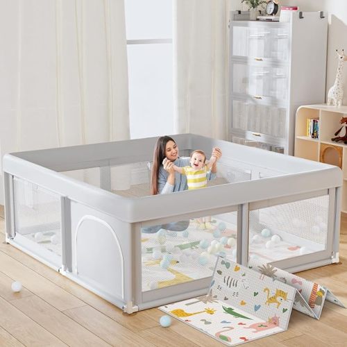 50 x 50 inch Baby Playpen with Mat Small Playpen for Babies and Toddlers Baby Fence Playards