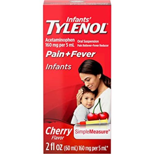 Tylenol Infants Liquid Pain Relief & Fever Medicine, Oral Suspension, Acetaminophen for Sore Throat, Headache & Teething, Pain Reliever & Fever Reducer for Kids; Cherry Flavor, 2 Fl. Oz.; Pack of 1