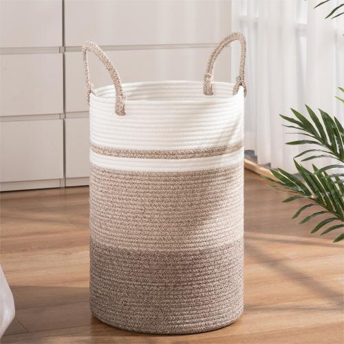 Cherishgard Laundry Hamper?Woven Cotton Rope Laundry Hamper with Handles for Blanket, Toys