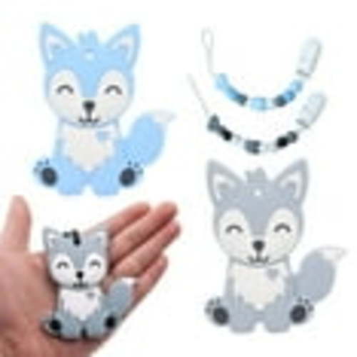 EIMELI 2 PCS Fox Baby Teething Toys for Newborn,Freezer Safe BPA Free Silicone Baby Teethers Soothe Babies Teething Relief Sore Gums,Baby Teether Chew Toys