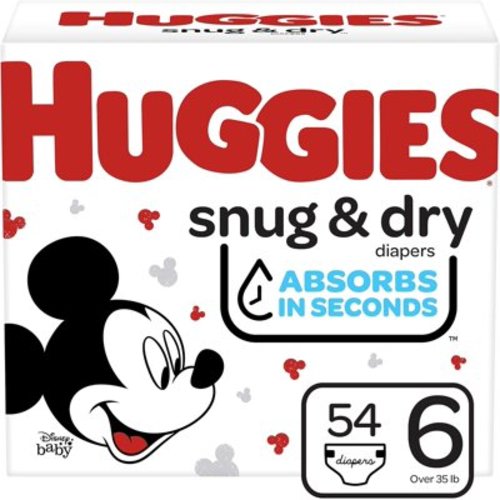 Huggies Snug & Dry Baby Diapers, Size 6, 54 Ct