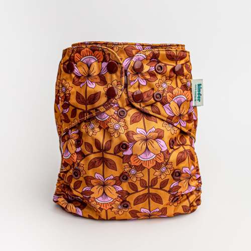Floral: Essentials Pocket Cloth Diaper with Athletic Wicking Jersey, Grows with your Baby