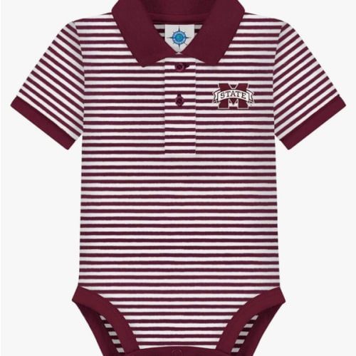 Creative Knitwear College Baby Striped Polo Bodysuit - Team Logo, Multiple Colors, for Boys & Girls (0-12 Months)