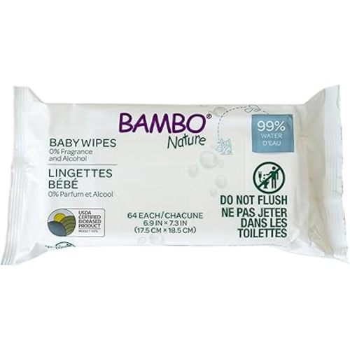 Bambo Nature USDA Certified Biobased Baby Wipes 64 Count