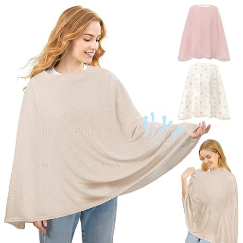 Nursing Cover for Breastfeeding Breathable Mesh 360 Full Privacy Nursing Wrap Multi-Use Breast Feeding Covers for Women Moms Feeding Essentials, 1 Pack
