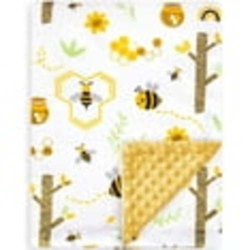 Baby Blanket for Girls Soft Plush Minky Blanket with Double Layer Dotted Backing for Infant Picnic Traveling with Cute Animals Multicolor Printed 30 x 40 Inch (Yellow Bees)