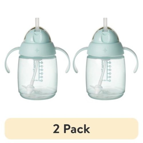 (2 pack) Tommee Tippee Weighted Straw Cup, 10oz, 6 Months+, Easy Transition Toddler Cup, Silicone Weighted Straw and Easy-hold Handles, Mint, 1 count
