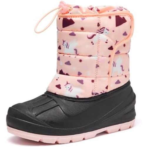 MORENDL Toddler Snow Boots Boys Girls Waterproof Insulated Winter Boots Kids Warm Fur Shoes