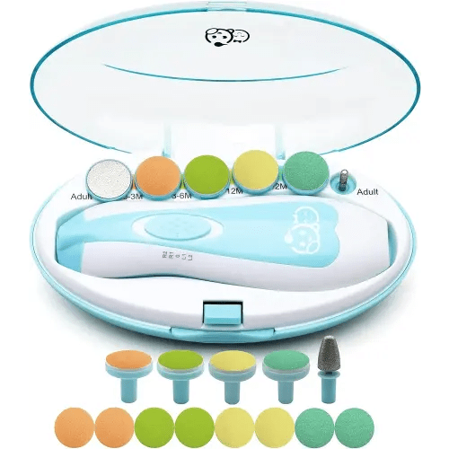 Baby Nail Trimmer 21 in 1, Usage Labeled Case & 13 Extra Replacement Tools, Royal Angels Baby Electric Nail File, Baby Nail Care, Nail Clipper Newborn Toddler Toes & Fingernails Nail Kit (Blue)
