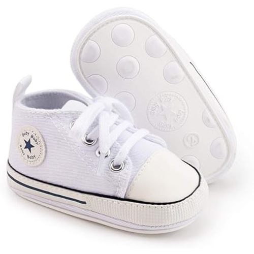 Amazon.com | KIDSUN Unisex Baby Boy Girl Canvas Sneaker Soft Sole Infant Lace up Newborn Ankle Toddler First Walkers Crib Shoes | Sneakers