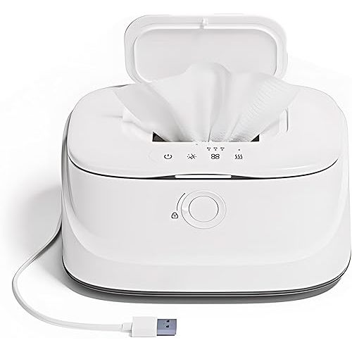 Wipe Warmer and Baby Wet Wipes Dispenser | Wipes Warmer for Newborn Baby Fast Heating | USB Portable Wipe Warmer with Light | Wet Wipes Dispenser for Bathroom | Travel Wipe Warmer 3 Temperature
