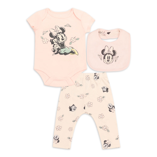 Disney Minnie Mouse Baby Girls Layette Set, Peach, 0/3 Months - 3/6 Months - 6/9 Months, 3-Piece