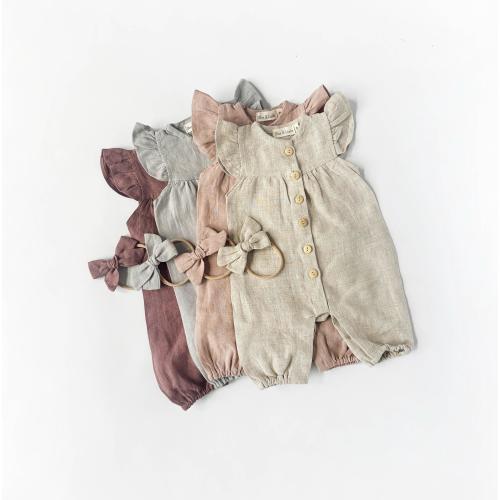 Baby Girl LINEN Jumper + Bow | Jennifer