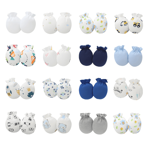 TELOLY 16 Pairs Baby Mittens,Soft Newborn Mittens No Scratch with Elastic Wrist,Baby Mittens for 0-6 Months Baby Girls and Boys,Random style