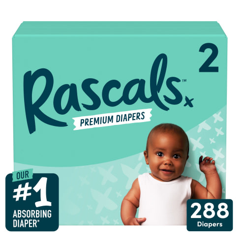 (3 pack) Rascals Premium Diapers, Size 2, 96 Count (Select for more options)