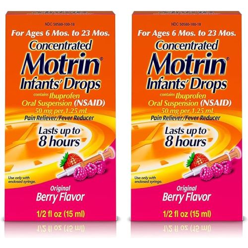 Motrin Infants Concentrated Drops, Fever Reducer, Ibuprofen, Berry Flavored.5 Oz (Pack of 2) - Mortin's Infant - 0.5 fl. oz (Pack of 2)