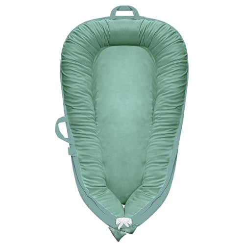 Baby Lounger - Baby Lounger for Newborn 0-24 Months, Baby Nest Breathable & 100% Cotton and Velvet Cover Adjustable Portable Infant Lounger, Co Sleeper for Baby in Bed, Baby Essentials and Gifts